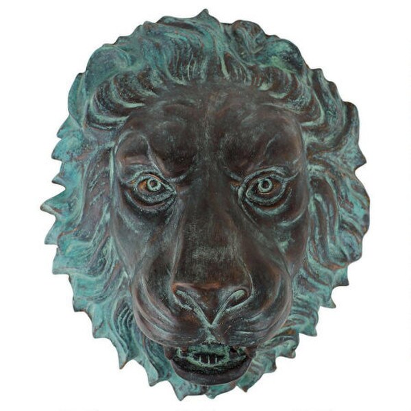 Plumbed Lion Head Piped Bronze Garden Wall Mask Sculpture